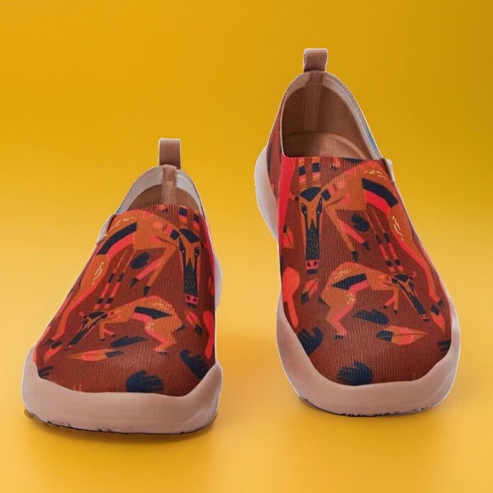 UIN Toledo Women's Nation of Antelopes Slip On Canvas Shoes Size 7.5 Art To Wear